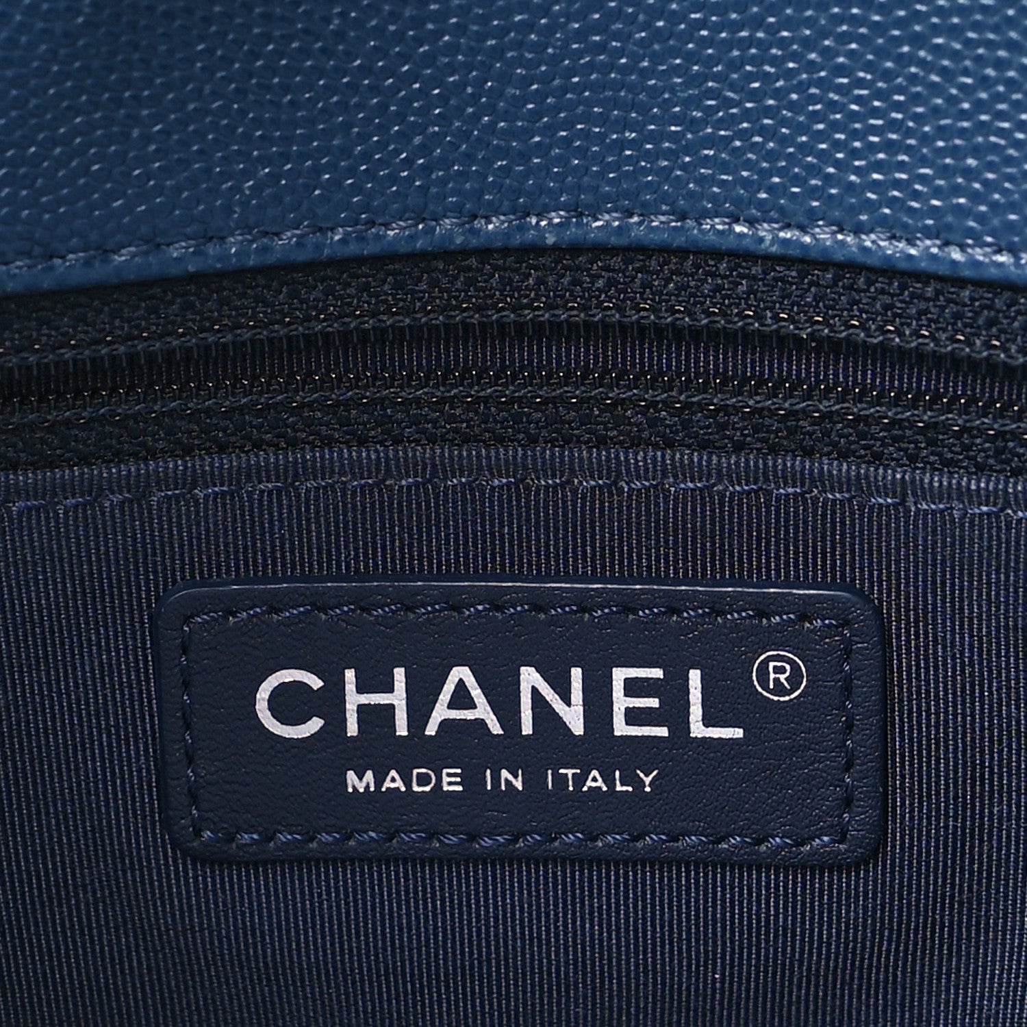 Chanel Caviar Macro Chevron Single Flap Blue 6 of 11