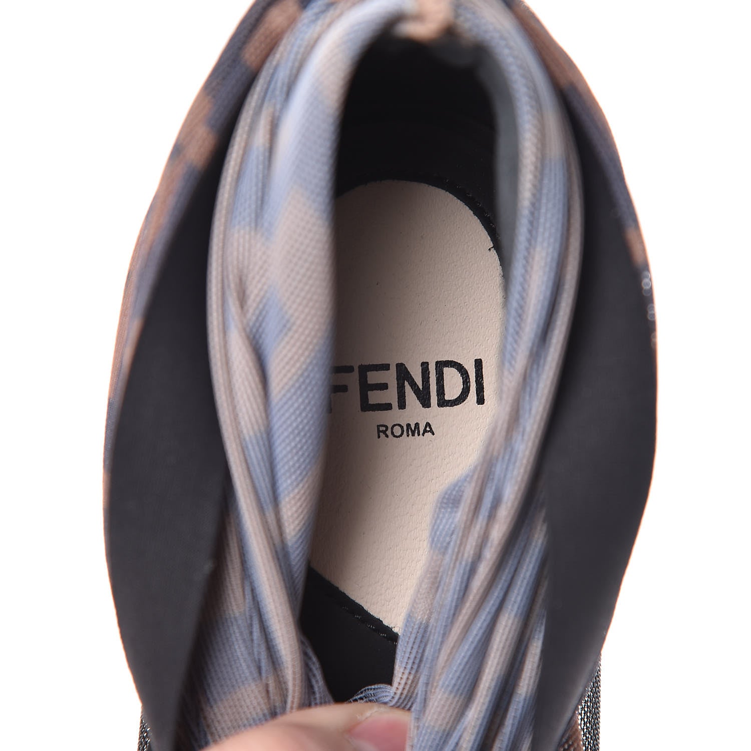 Fendi Technical Mesh FF Colibri High Heel Knee High Boots 38.5 Black Tobacco 8 of 9