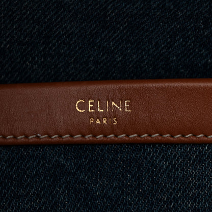 Celine Denim Calfskin Logo Tote Blue Tan 5 of 9