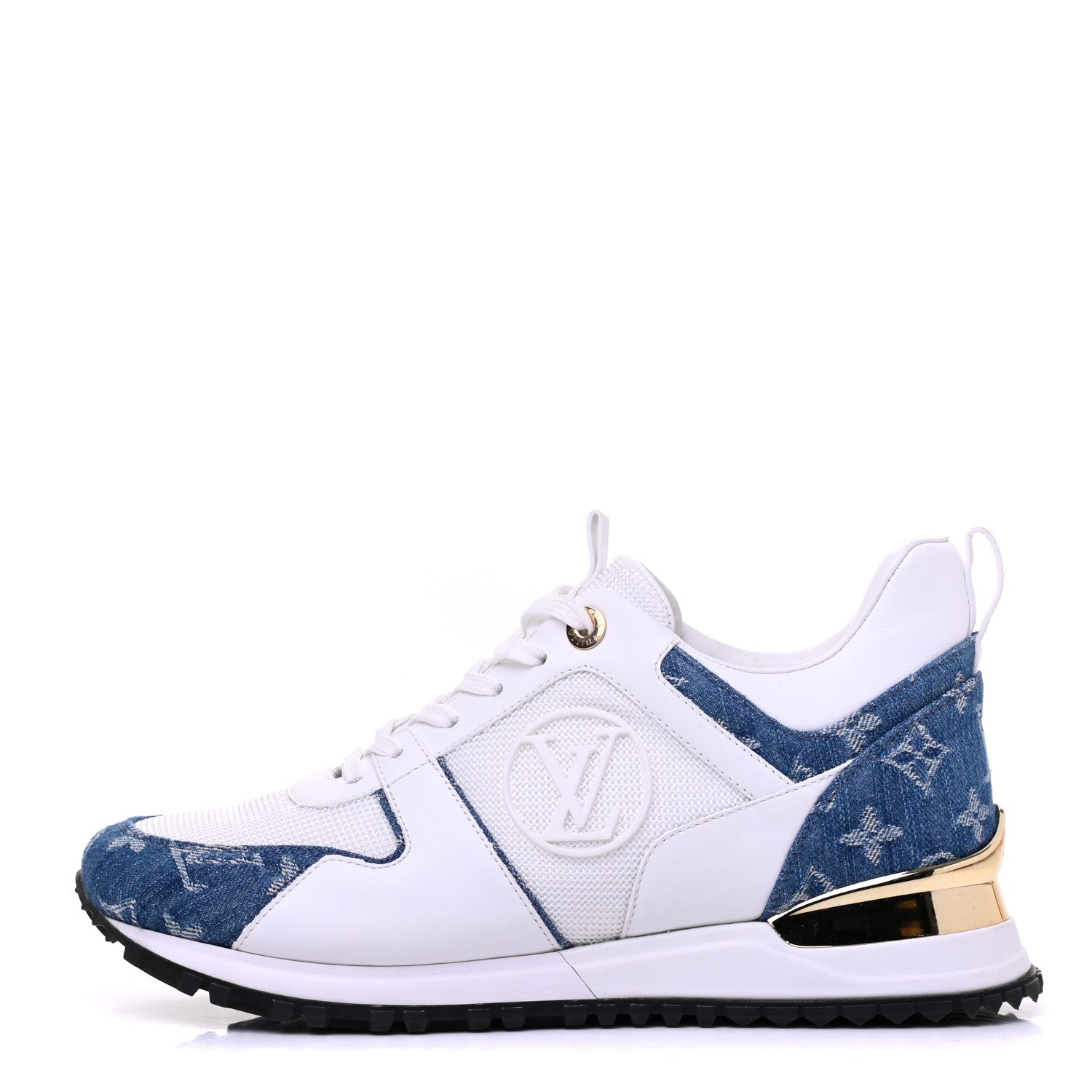 Louis Vuitton Calfskin Monogram Denim Run Away Sneakers 38 White 1 of 11