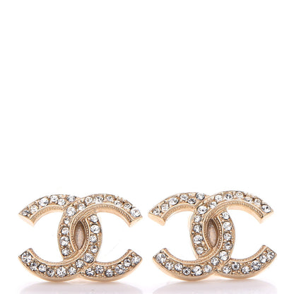 Chanel Crystal CC Earrings Gold 1 of 6