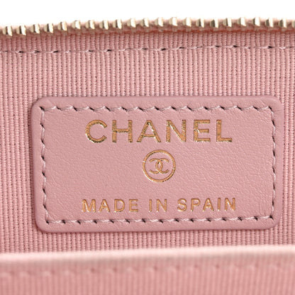 Chanel Caviar Quilted Studded CC Zip Card Holder Pink 6 of 14