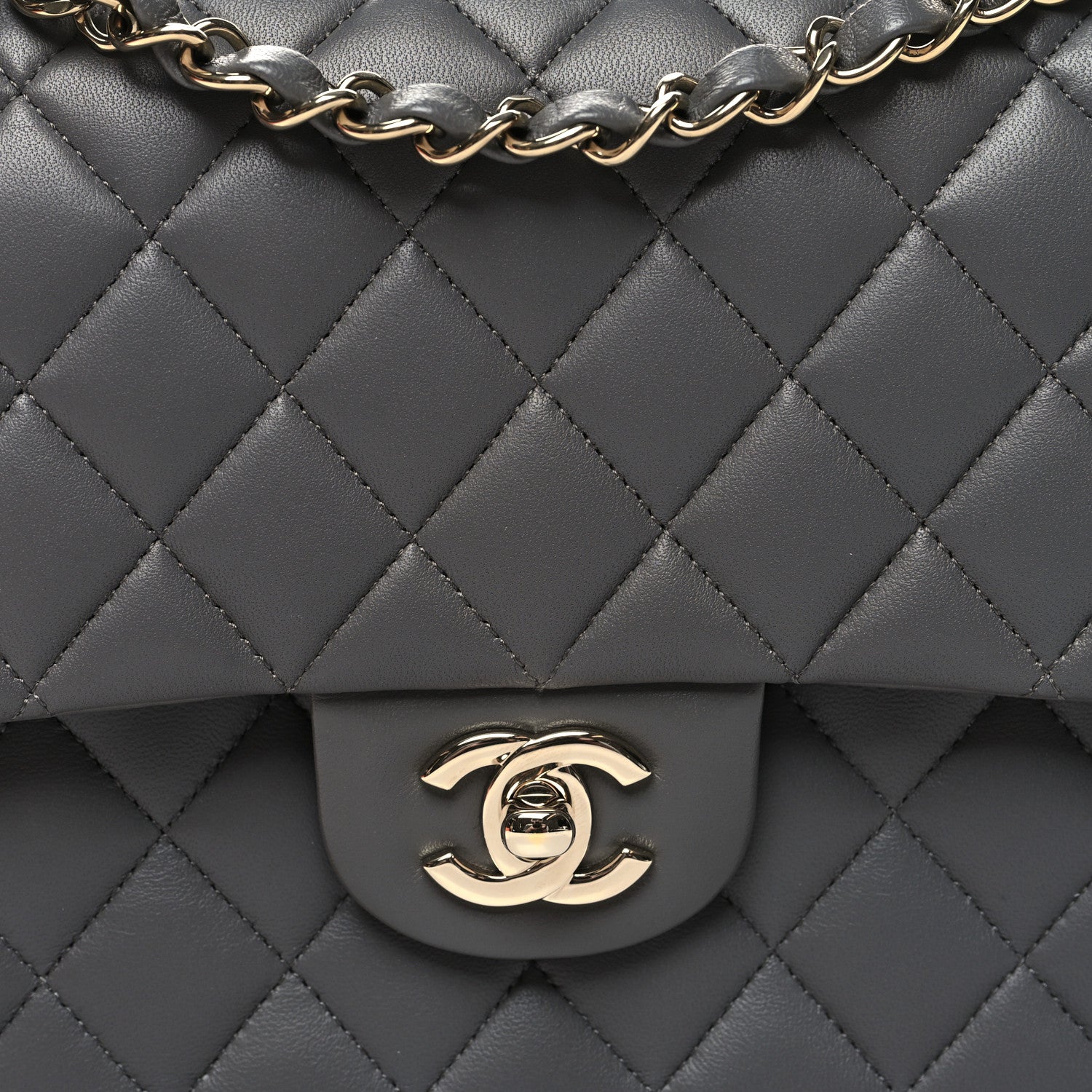 Chanel Lambskin Quilted Medium Double Flap Dark Grey 8 of 11