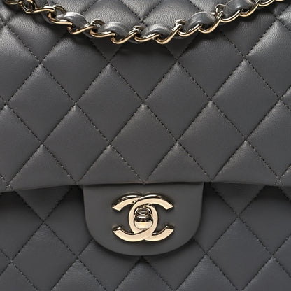 Chanel Lambskin Quilted Medium Double Flap Dark Grey 8 of 11