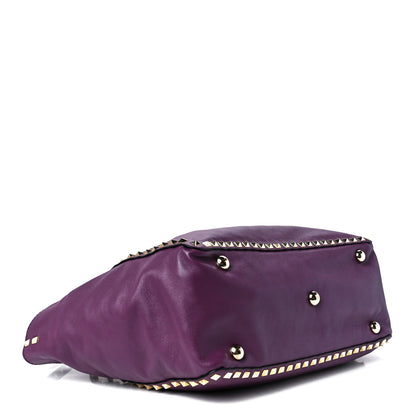 Valentino Garavani Vitello Medium Rockstud Tote Grape 4 of 10