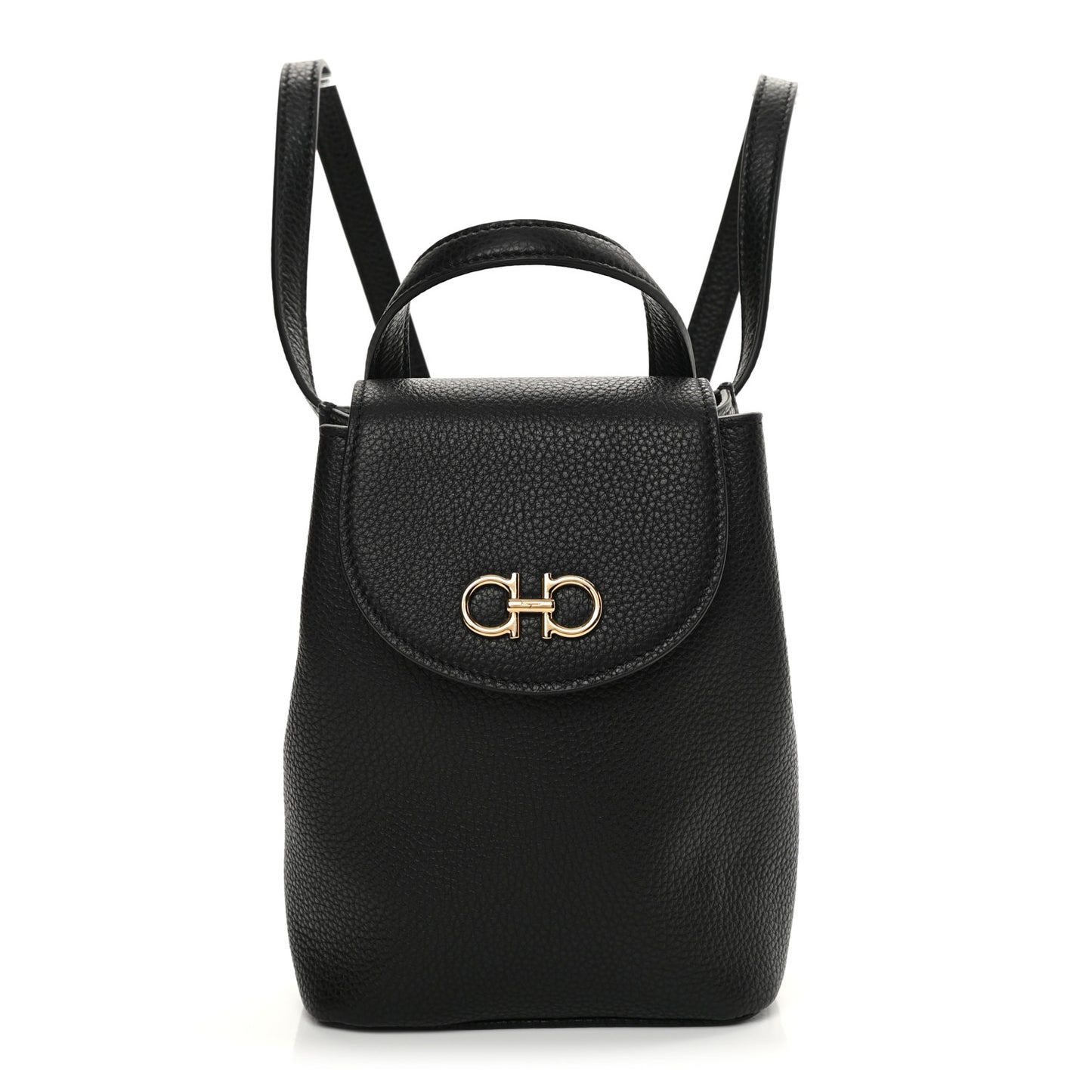 Hammered Calfskin Gancini Mini Bag Black