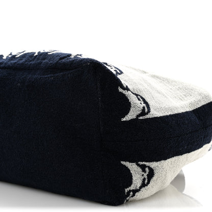 Chanel Terry Cotton CC Beach Tote Towel Set Ecru Dark Blue 11 of 11