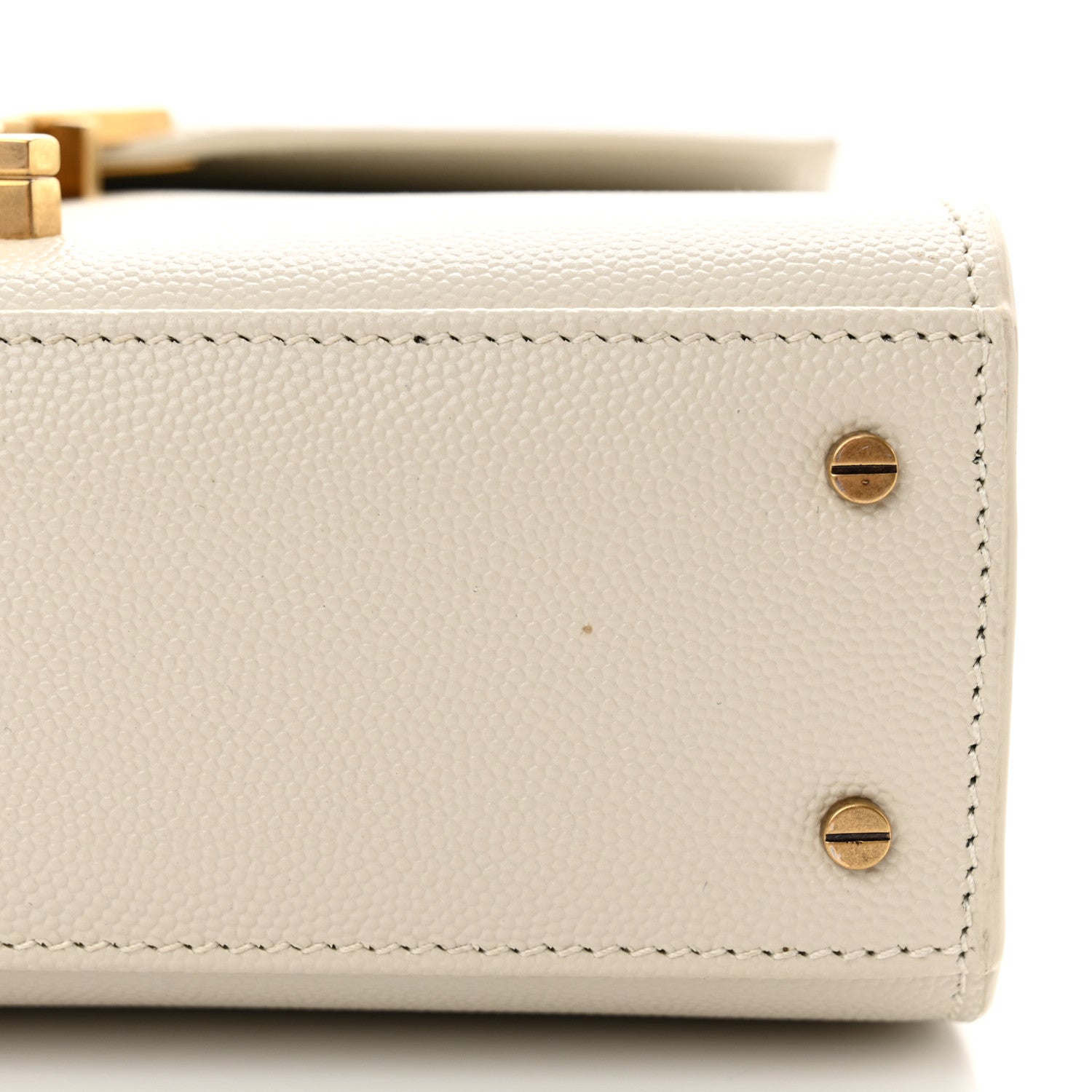 Saint Laurent Grain de Poudre Mini Classic Monogram Cassandra Top Handle Vintage White 11 of 12