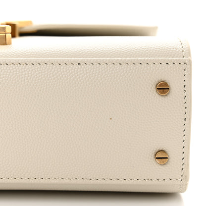 Saint Laurent Grain de Poudre Mini Classic Monogram Cassandra Top Handle Vintage White 11 of 12