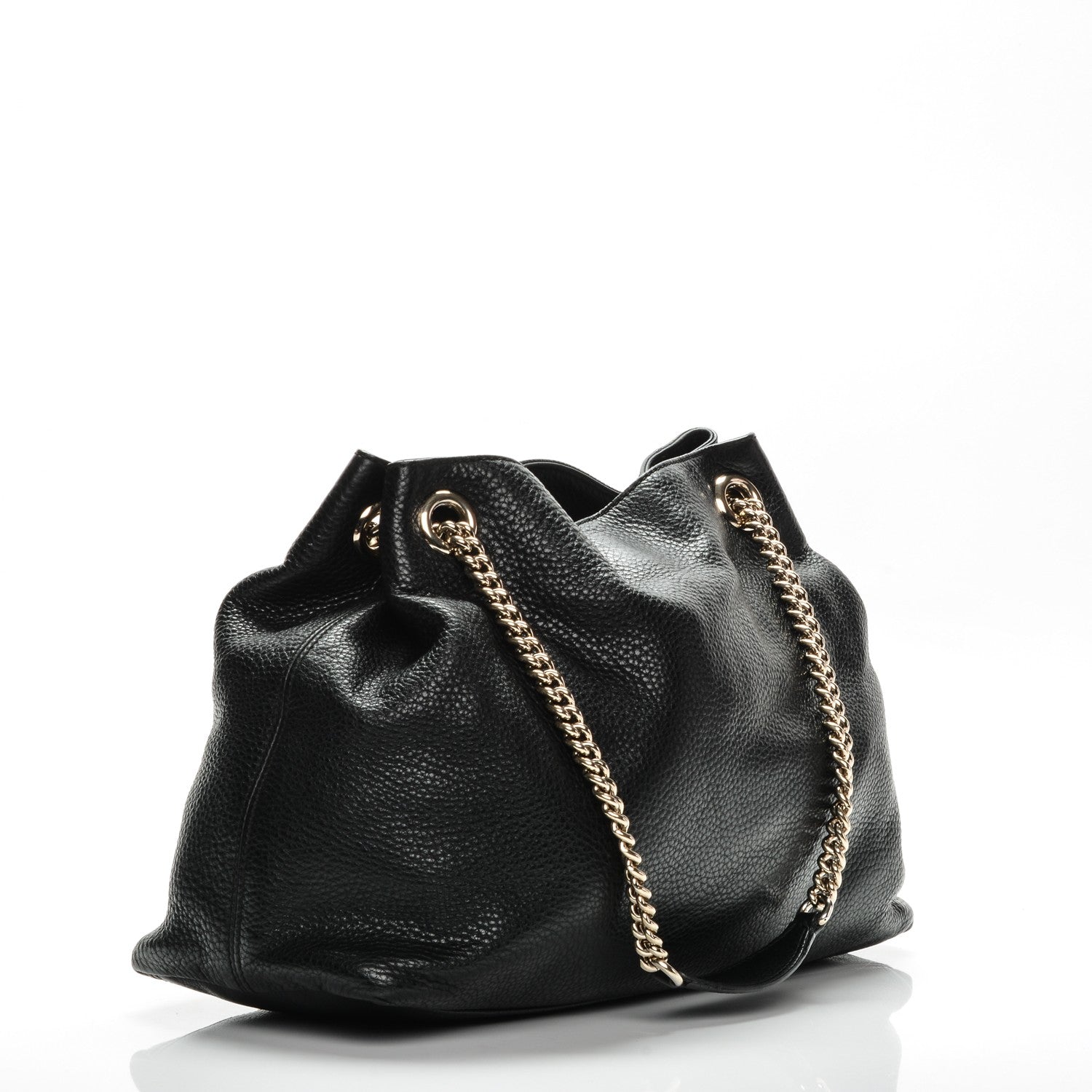 Gucci Pebbled Calfskin Medium Soho Chain Shoulder Bag Black 3 of 8