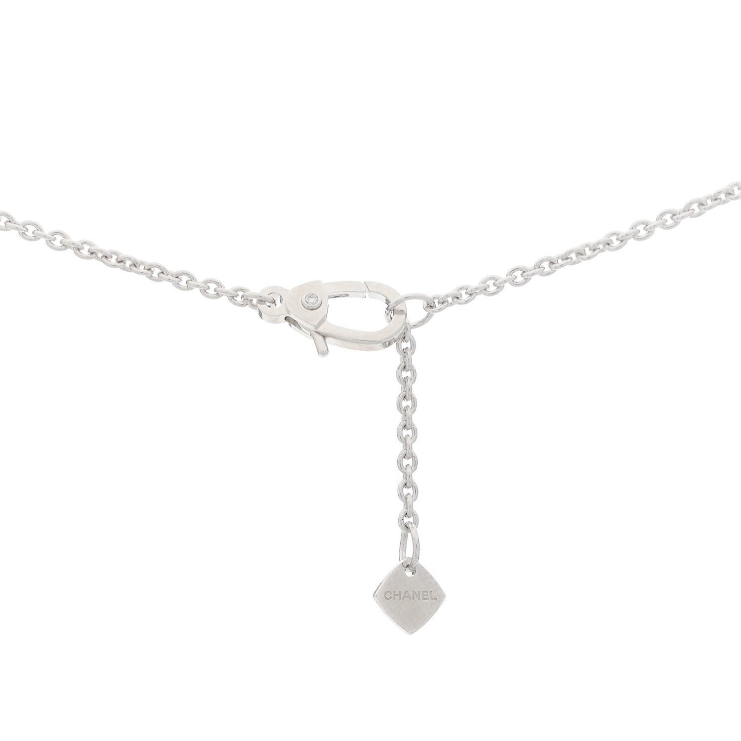 Chanel 18K White Gold Diamond Coco Crush C Necklace 4 of 6