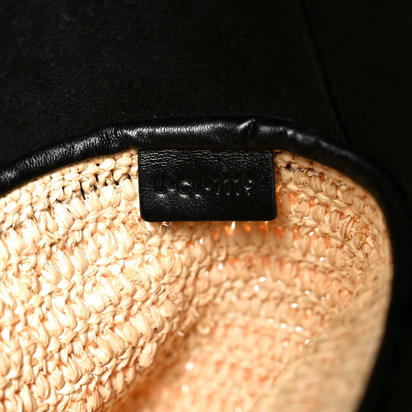 Raffia Calfskin Basket Bag Natural Black