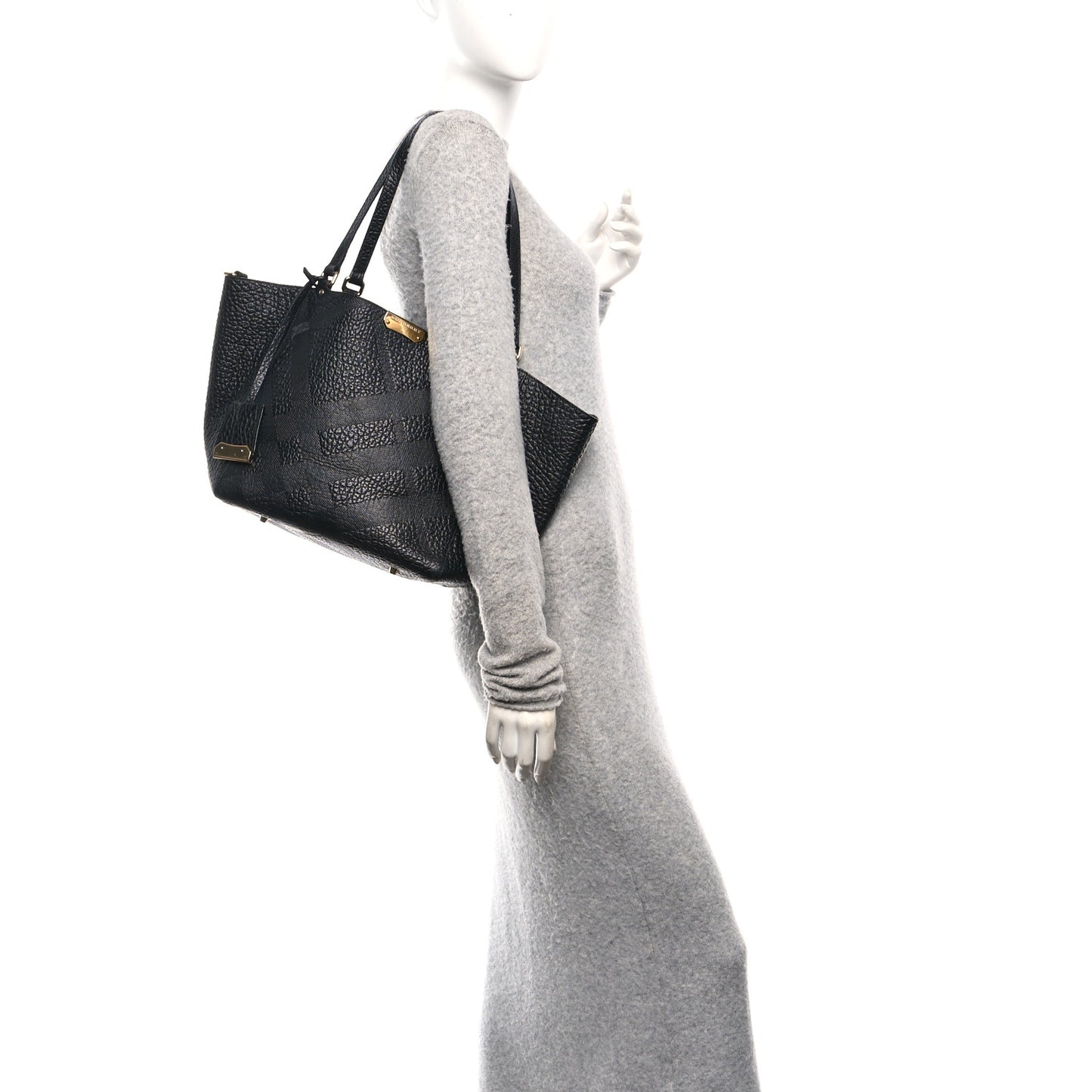Heritage Grain Check Embossed Medium Dewsbury Tote Black