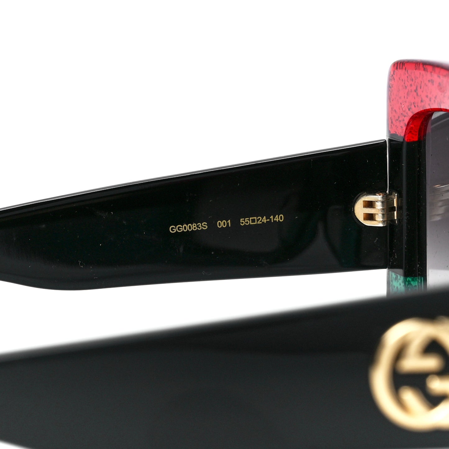 Acetate Square Frame Sunglasses GG0083S Glitter Red Black Green
