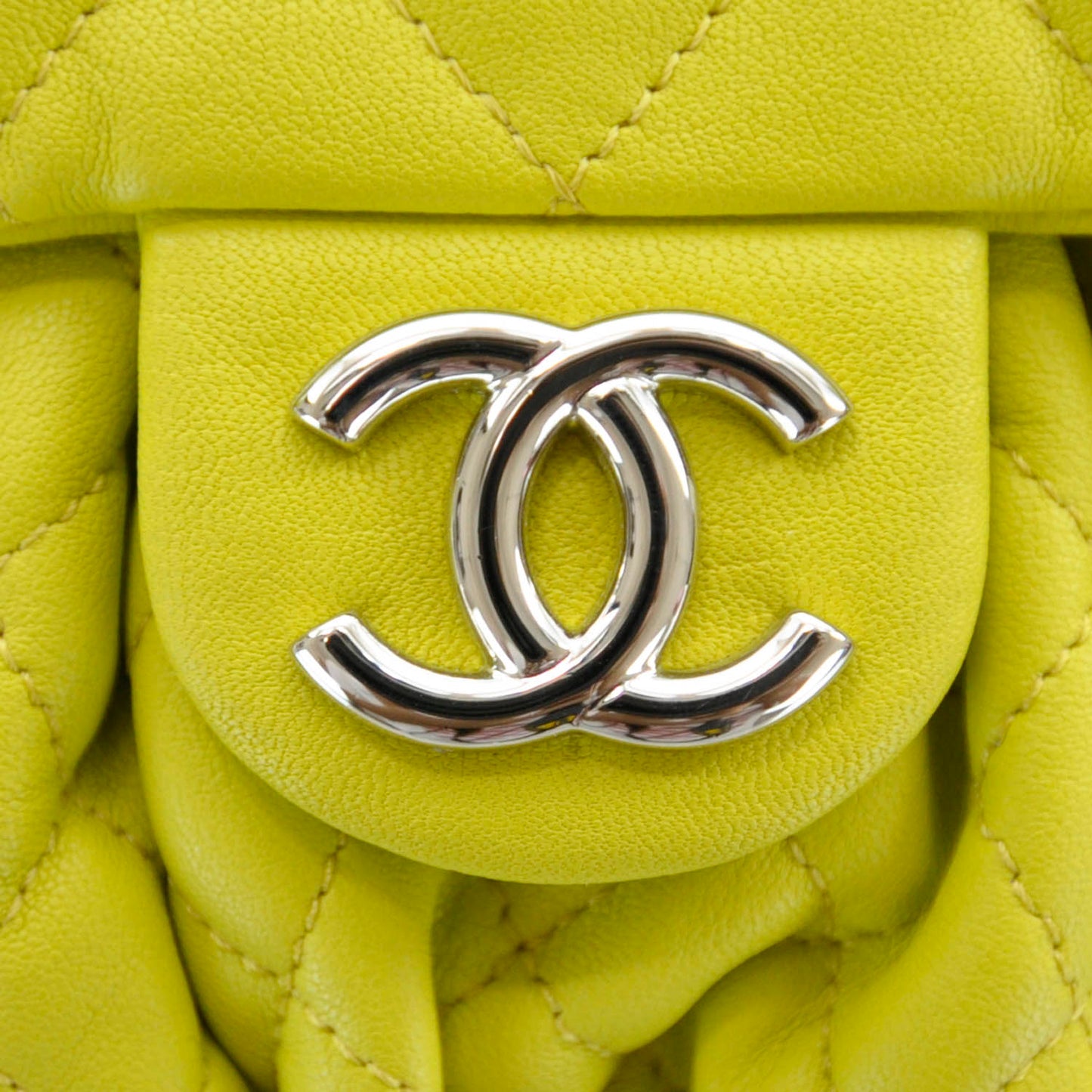Washed Lambskin Mini Chain Around Messenger Neon Yellow 12C