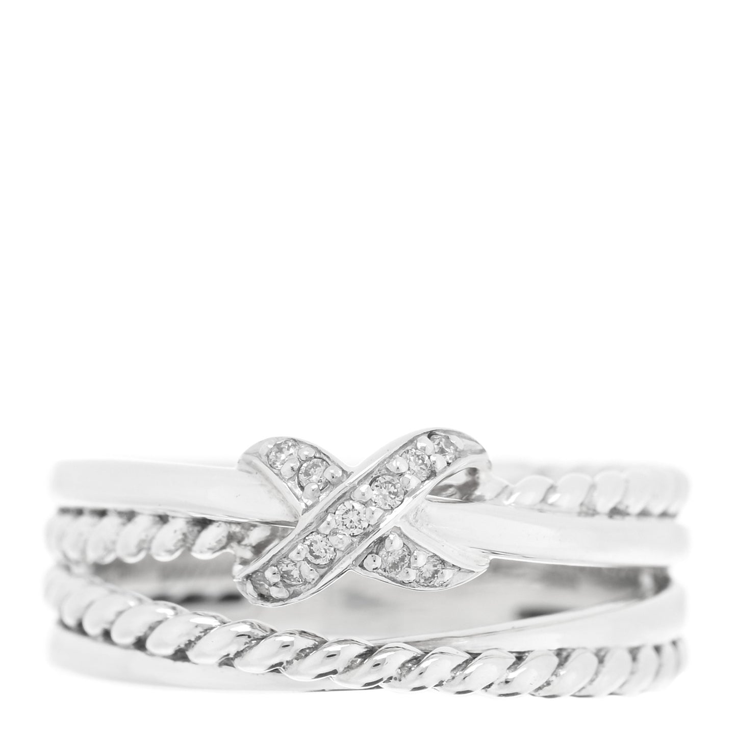 Sterling Silver Diamond X Crossover Ring 50 5.5