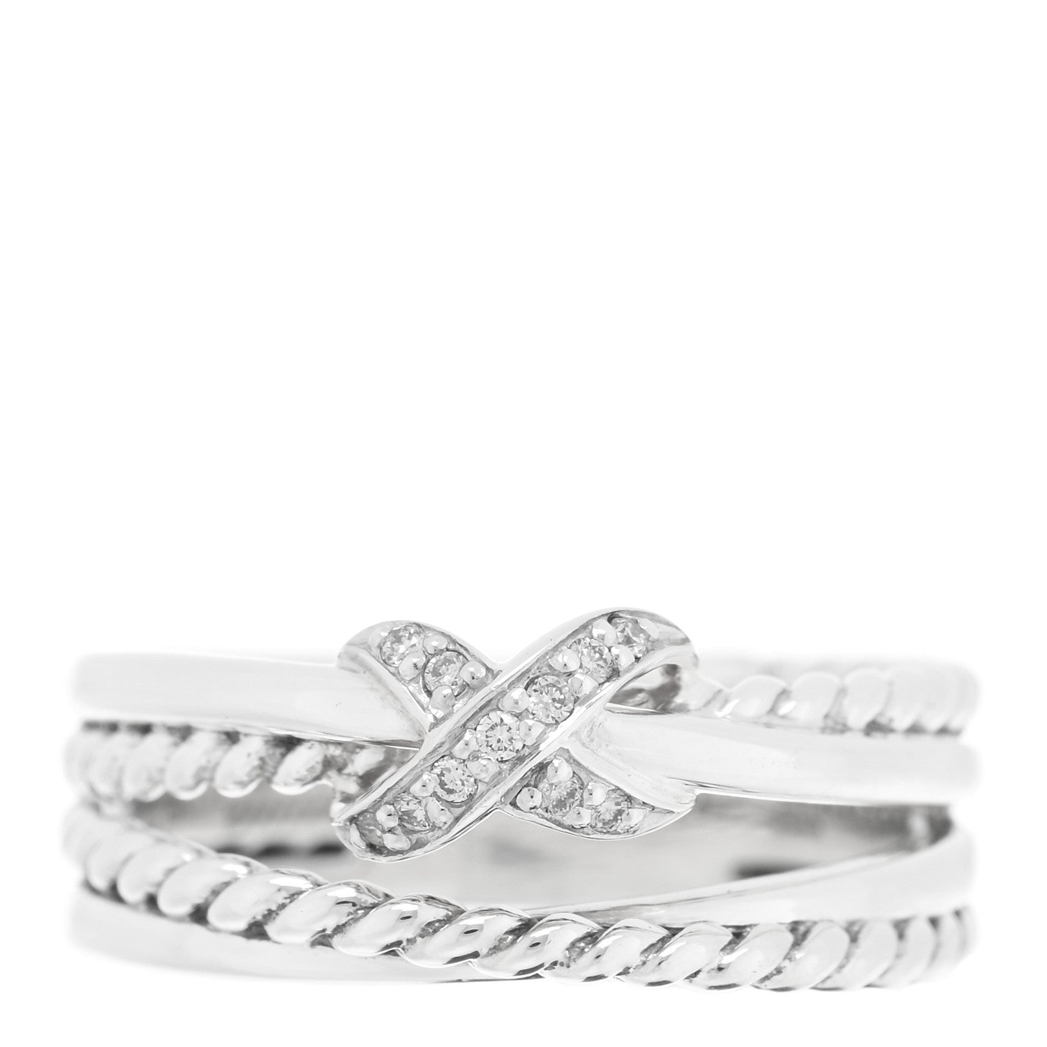 David Yurman Sterling Silver Diamond X Crossover Ring 50 5.5 1 of 4