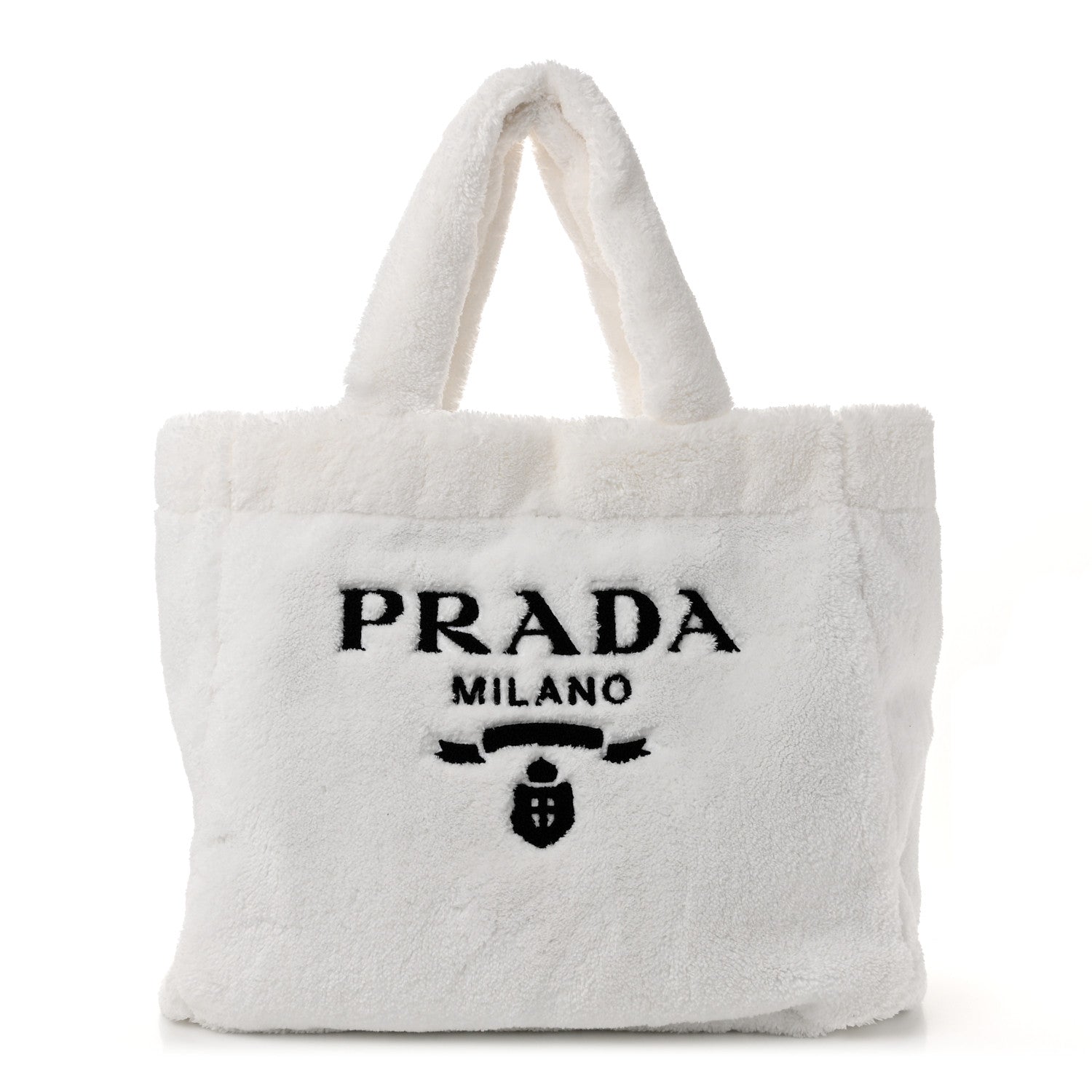 Prada Terry Cloth Tote Bag White Black 1 of 10