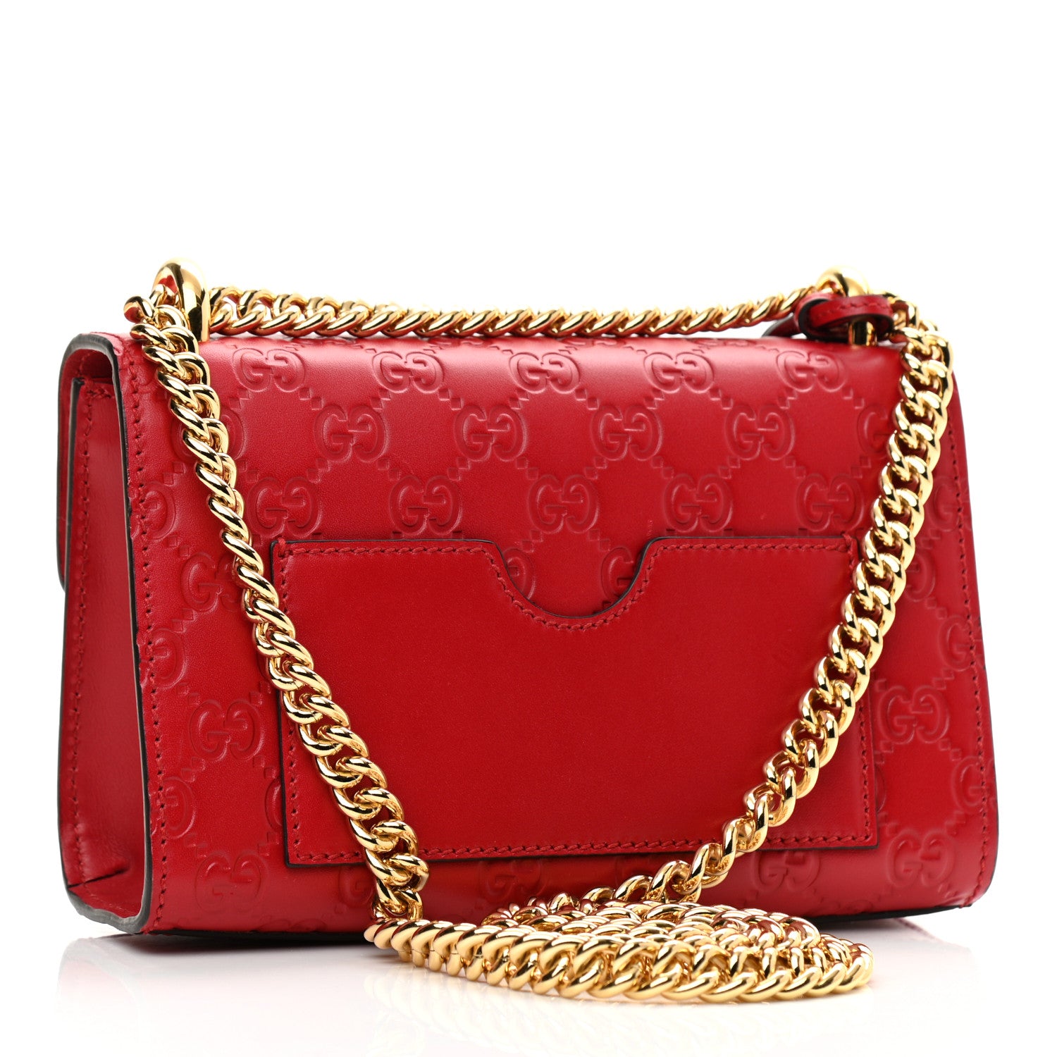 Gucci Guccissima Small Padlock Shoulder Bag Hibiscus Red 3 of 10
