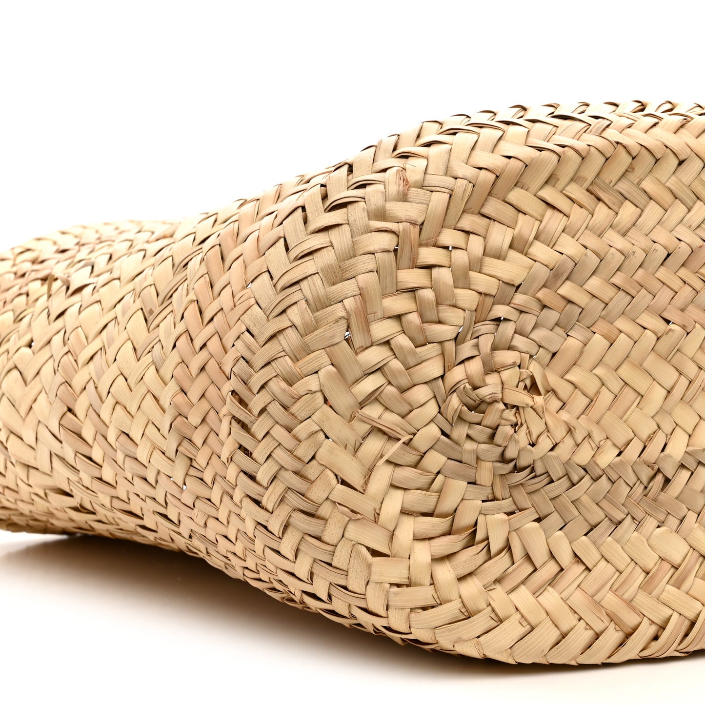 Raffia Calfskin Triomphe Medium Panier Tan