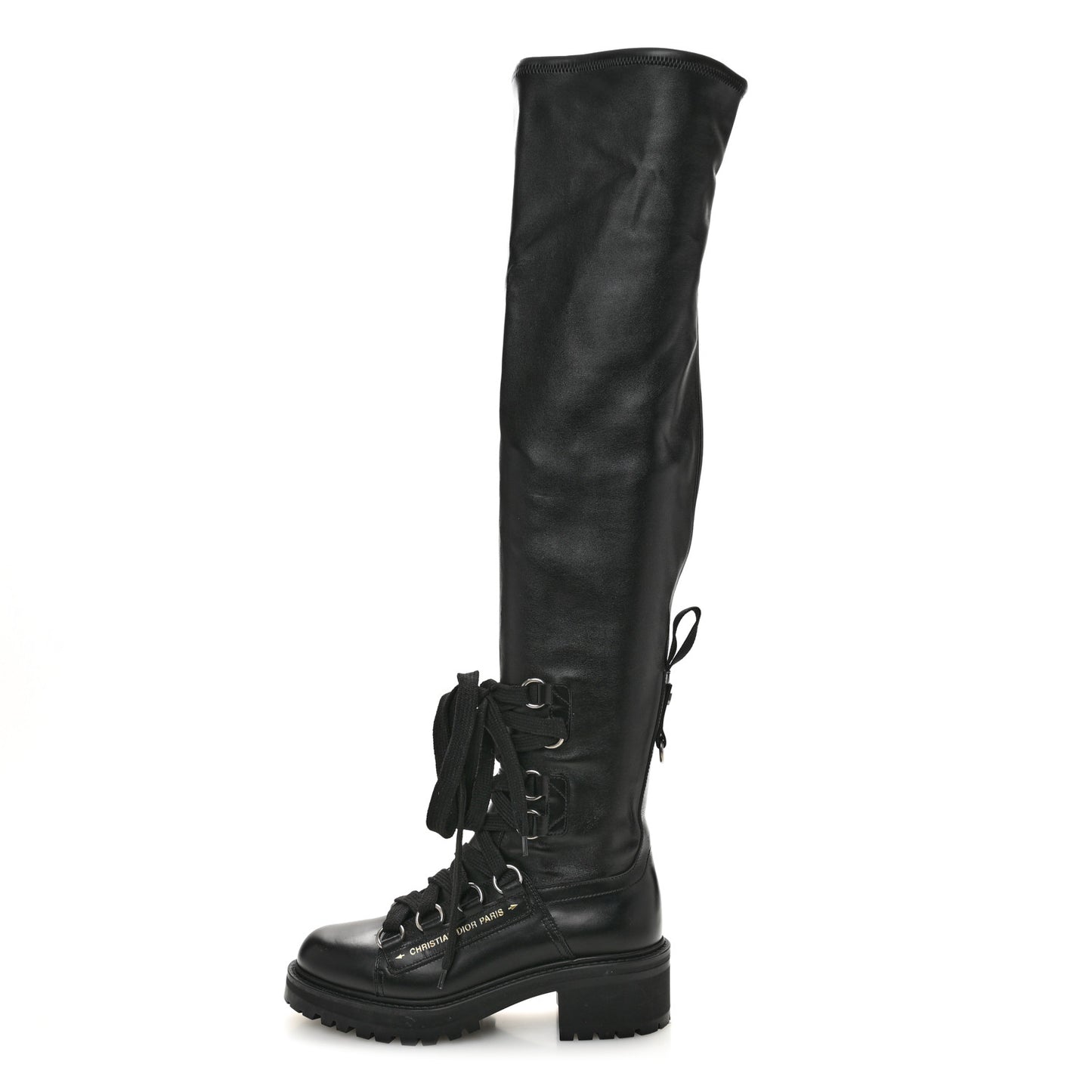 Lambskin Stretch D-Fight Knee Boots 38.5 Black