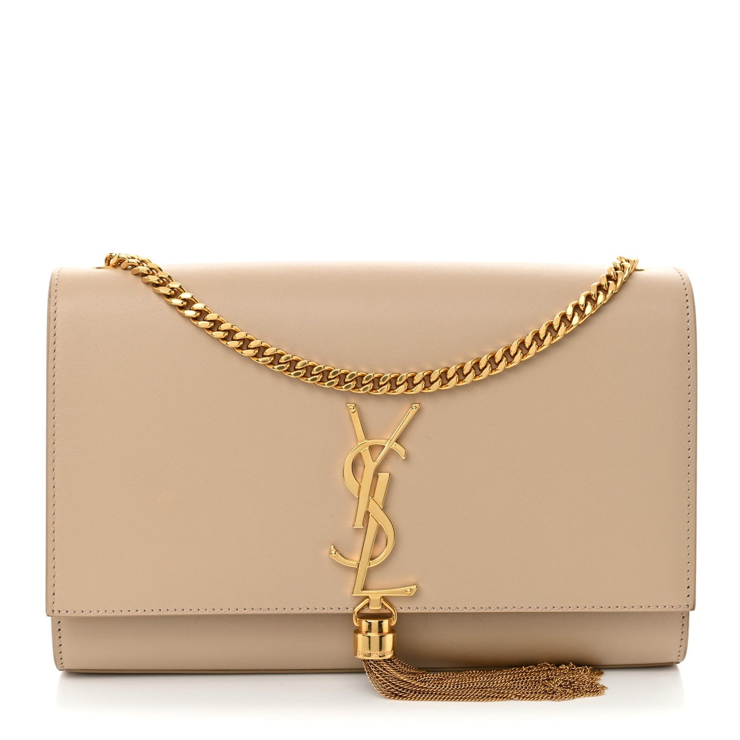 Smooth Calfskin Medium Classic Monogram Kate Tassel Satchel Nude Powder