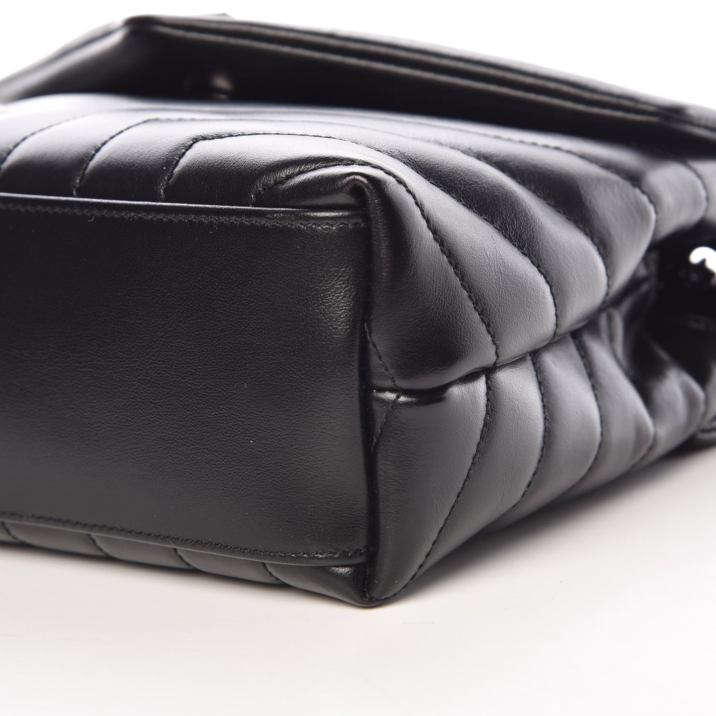 Calfskin Y Quilted Monogram Small Loulou Chain Satchel Black