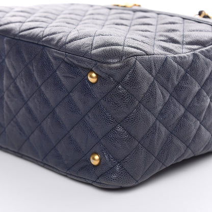 Chanel Crumpled Grained Calfskin Quilted Tote Blue 6 of 15