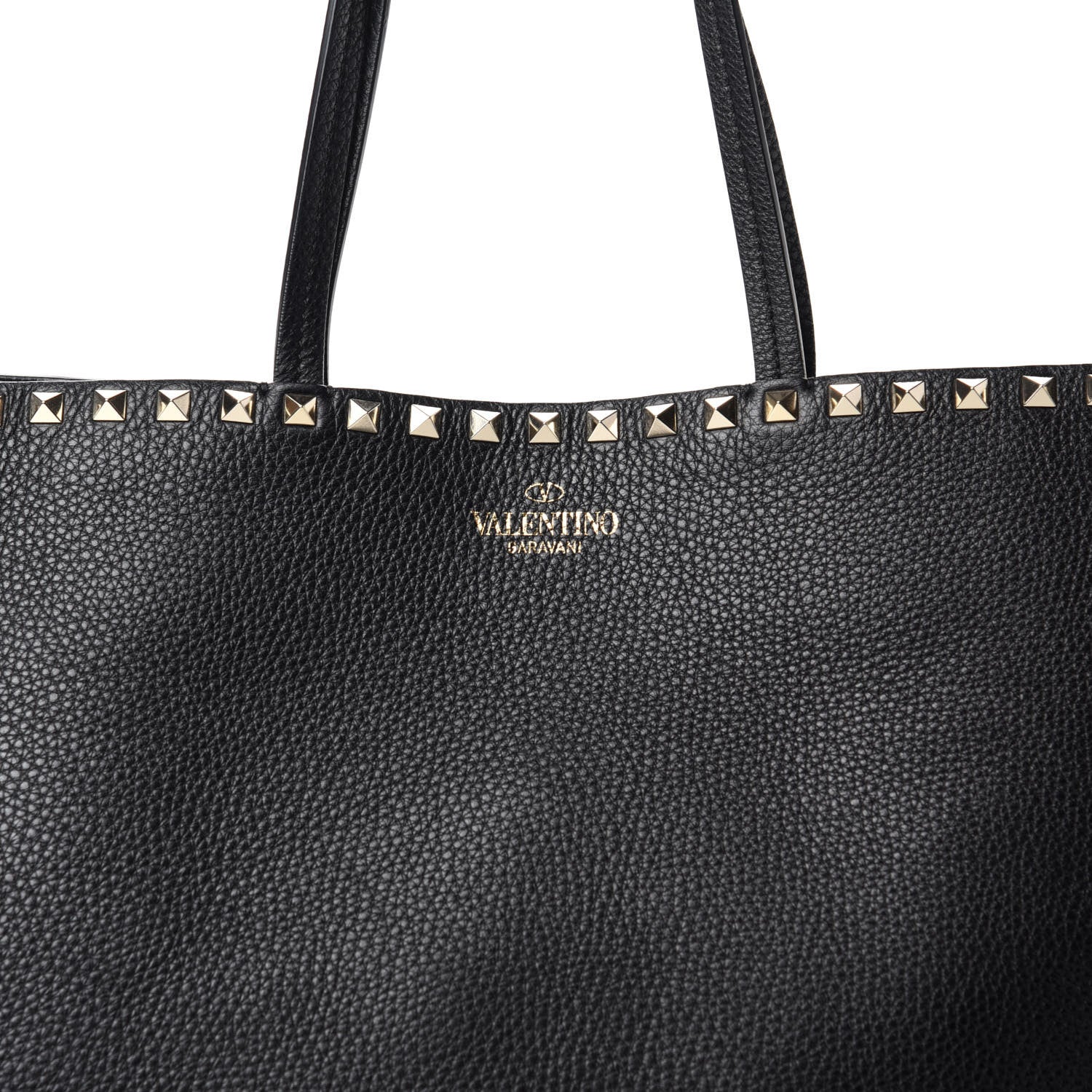 Valentino Garavani Grained Calfskin Rockstud Shoulder Tote Black 9 of 9