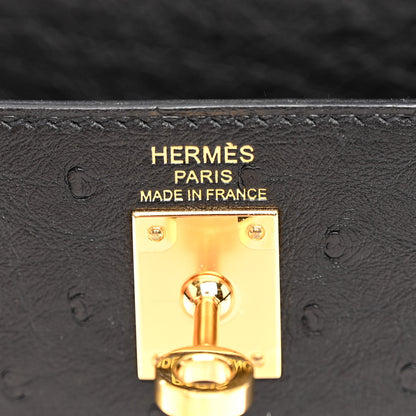 Hermes Ostrich Kelly Sellier 25 Black 6 of 12