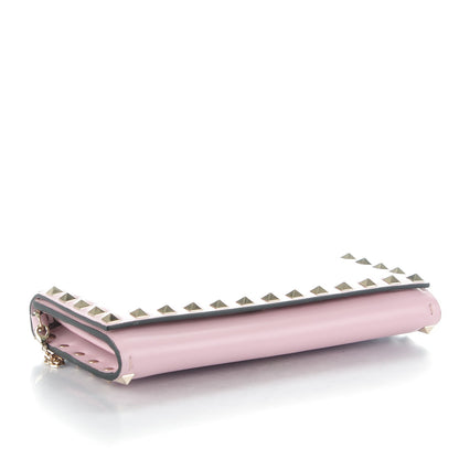 Valentino Garavani Calfskin Rockstud Flap Wallet on Chain Water Rose 4 of 8
