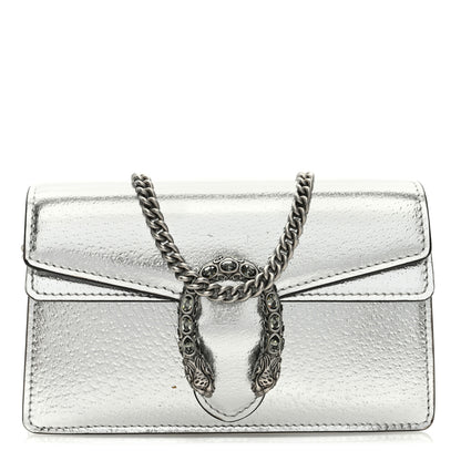 Gucci Metallic Calfskin Super Mini Dionysus Shoulder Bag Silver 1 of 9