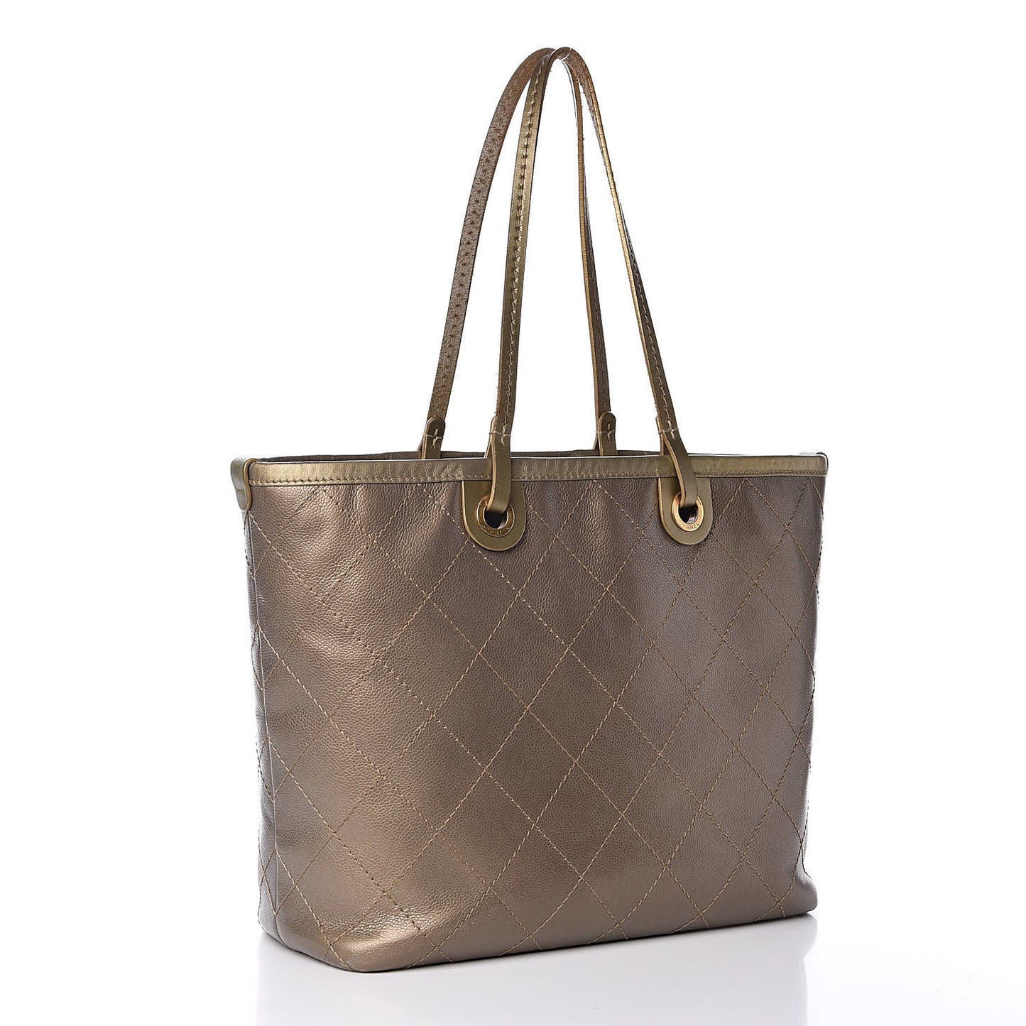 Grained Calfskin Large Shopping Fever Tote Gold