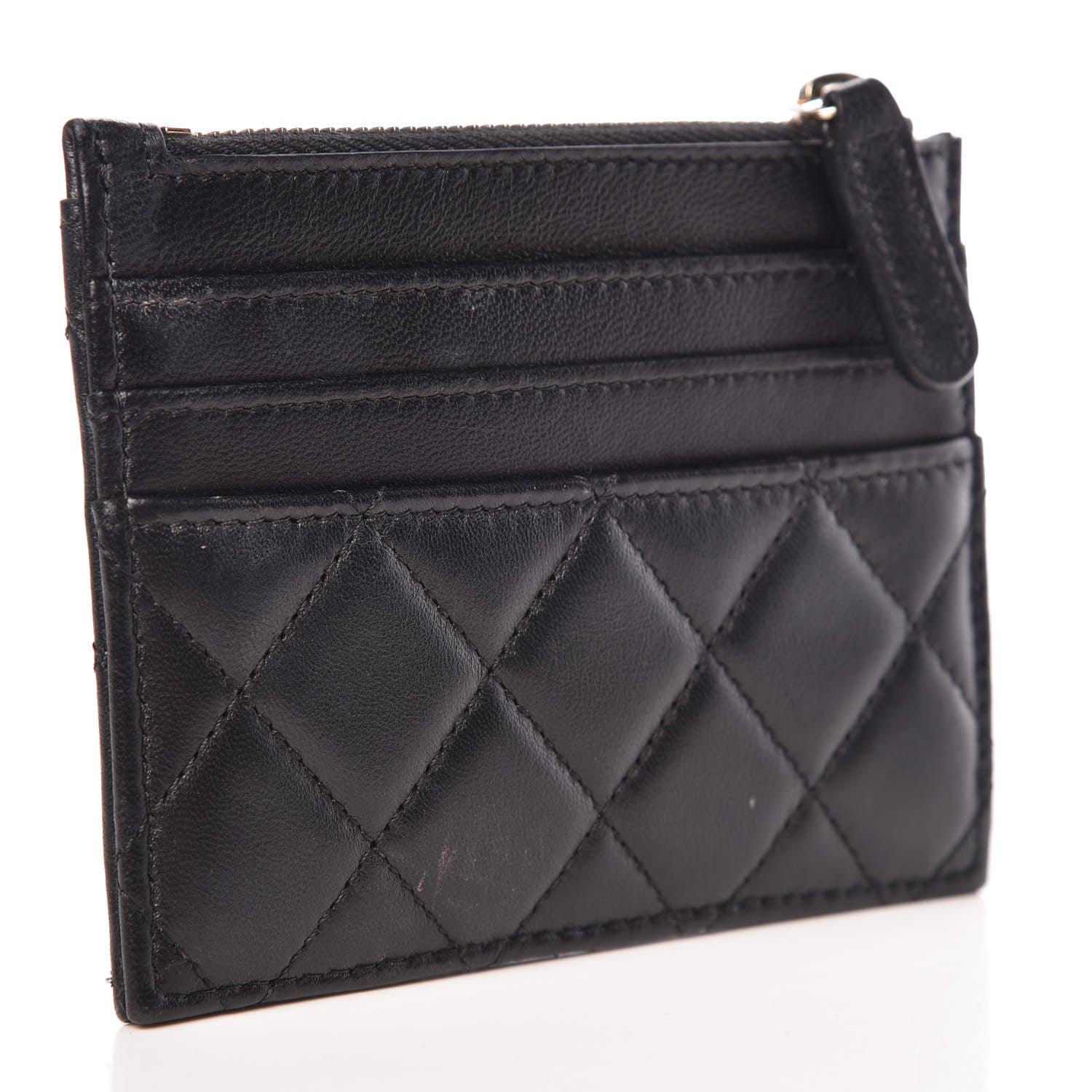 Chanel Lambskin Quilted Zip Card Holder Black 3 of 8