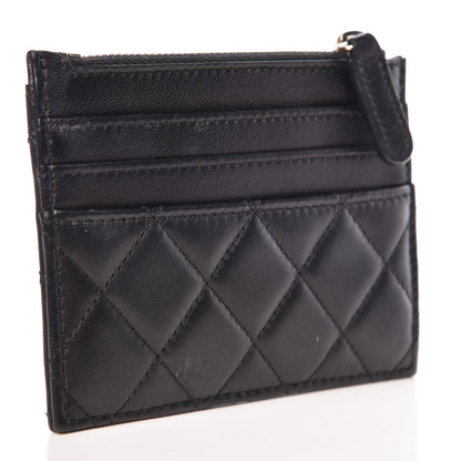 Chanel Lambskin Quilted Zip Card Holder Black 3 of 8