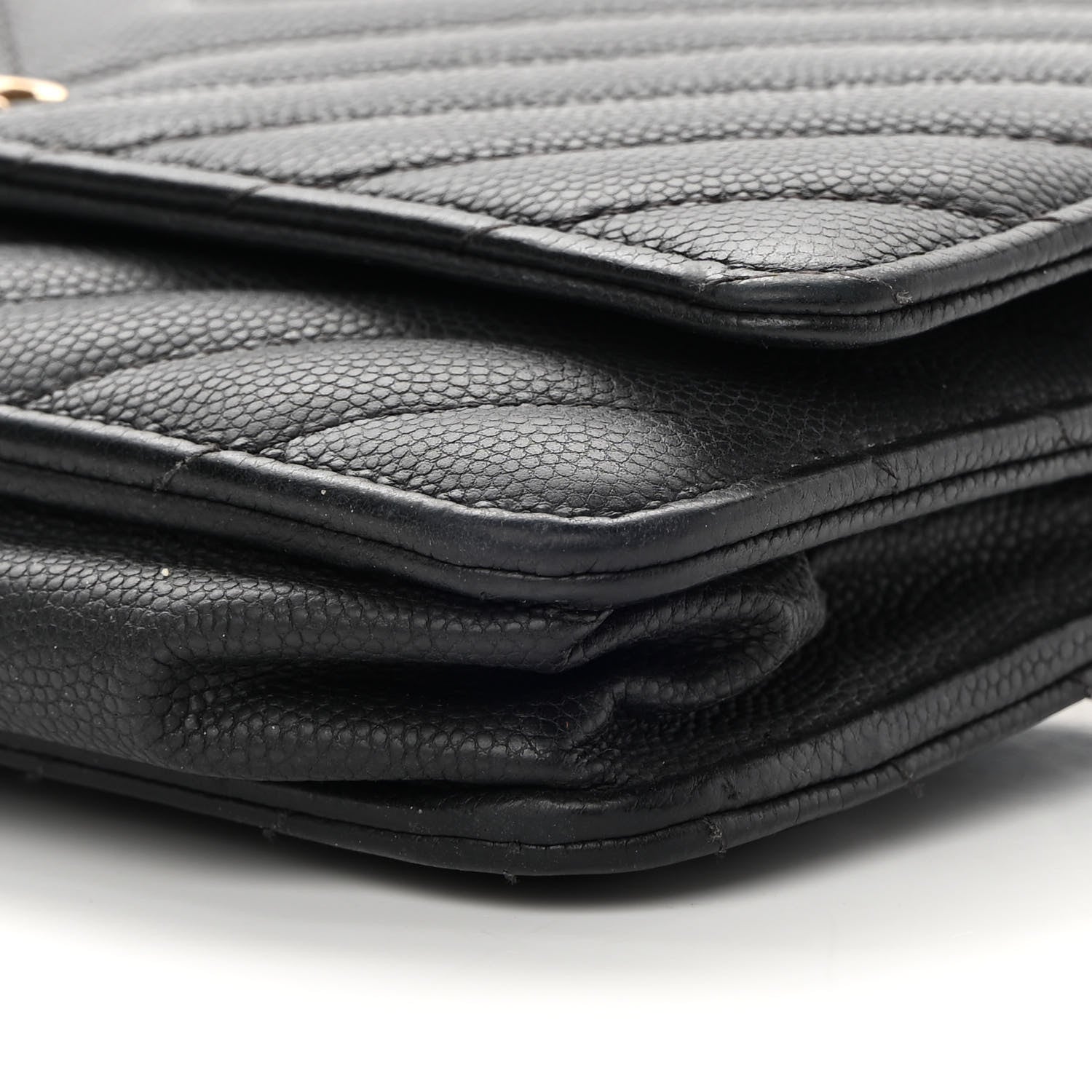 Chanel Caviar Chevron Quilted Wallet On Chain WOC Black 11 of 15