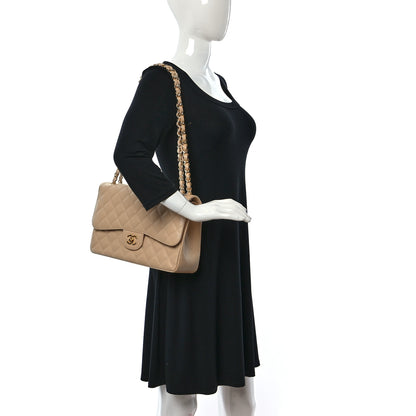 Chanel Caviar Quilted Jumbo Double Flap Light Beige 2 of 9