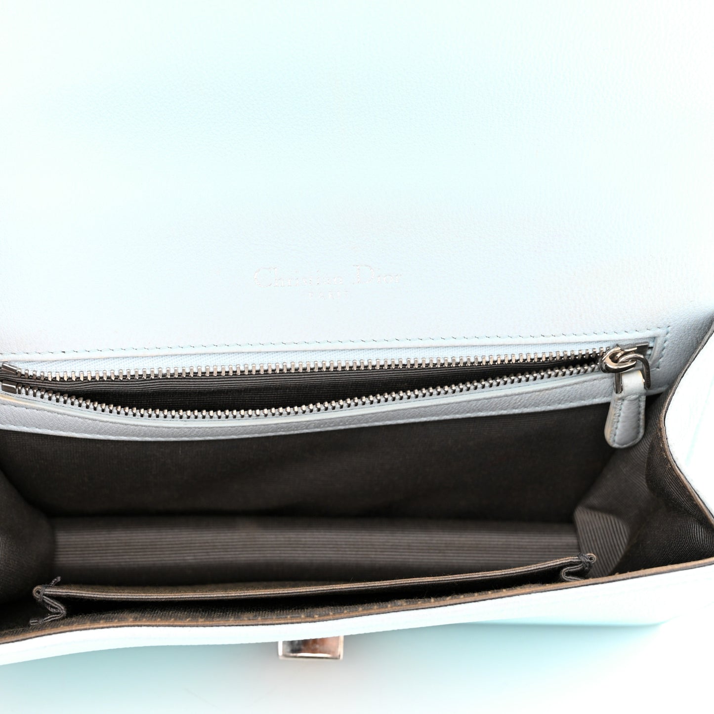 Grained Calfskin Small Diorama Flap Bag Light Blue