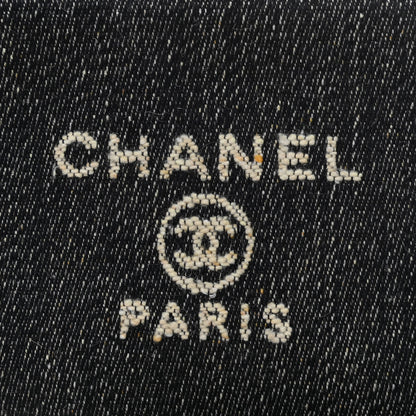 Chanel Denim Small Deauville Tote Dark Blue White 11 of 12