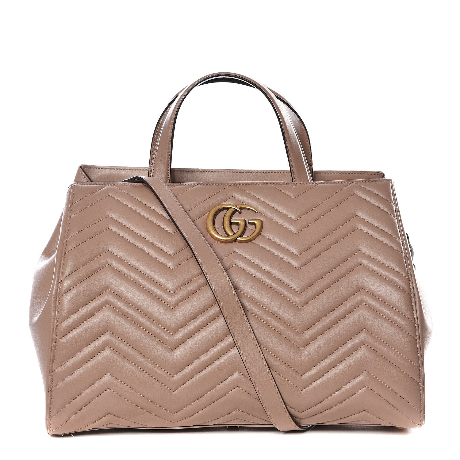 Gucci Calfskin Matelasse Medium GG Marmont Tote Porcelain Rose 1 of 9