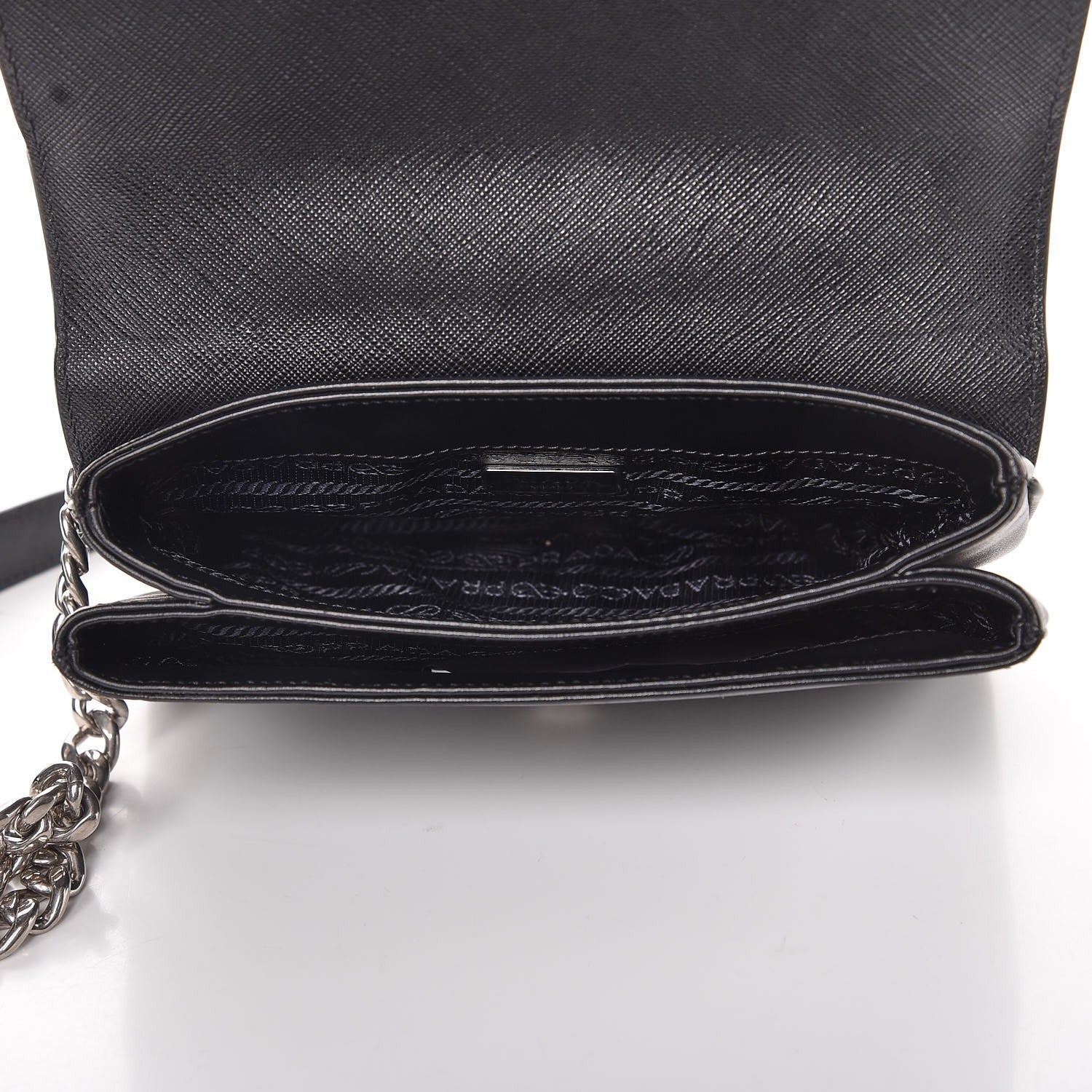 Prada Saffiano Soft Calf Chain Crossbody Bag Black 5 of 7