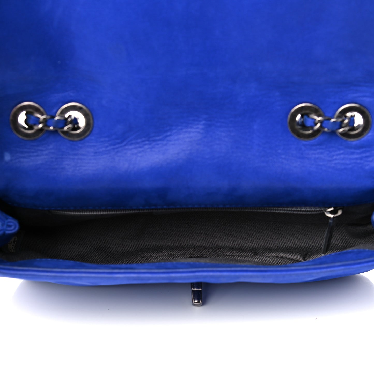 Suede Diamond Embellished Medium Single Flap Blue