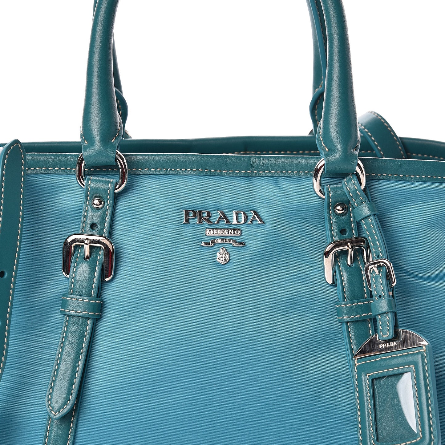 Tessuto Nylon Soft Calf Tote Turchese