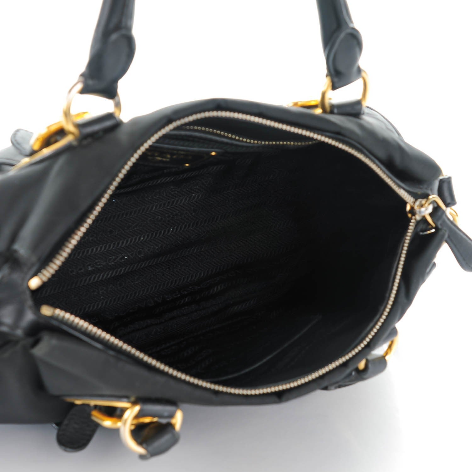 Prada Tessuto Nylon Calfskin Shopping Satchel Black 6 of 8