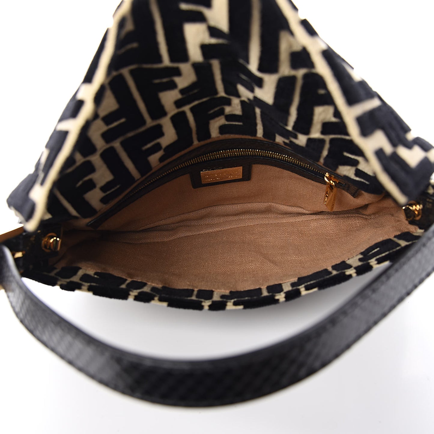 Fabric Snakeskin FF Baguette Black White