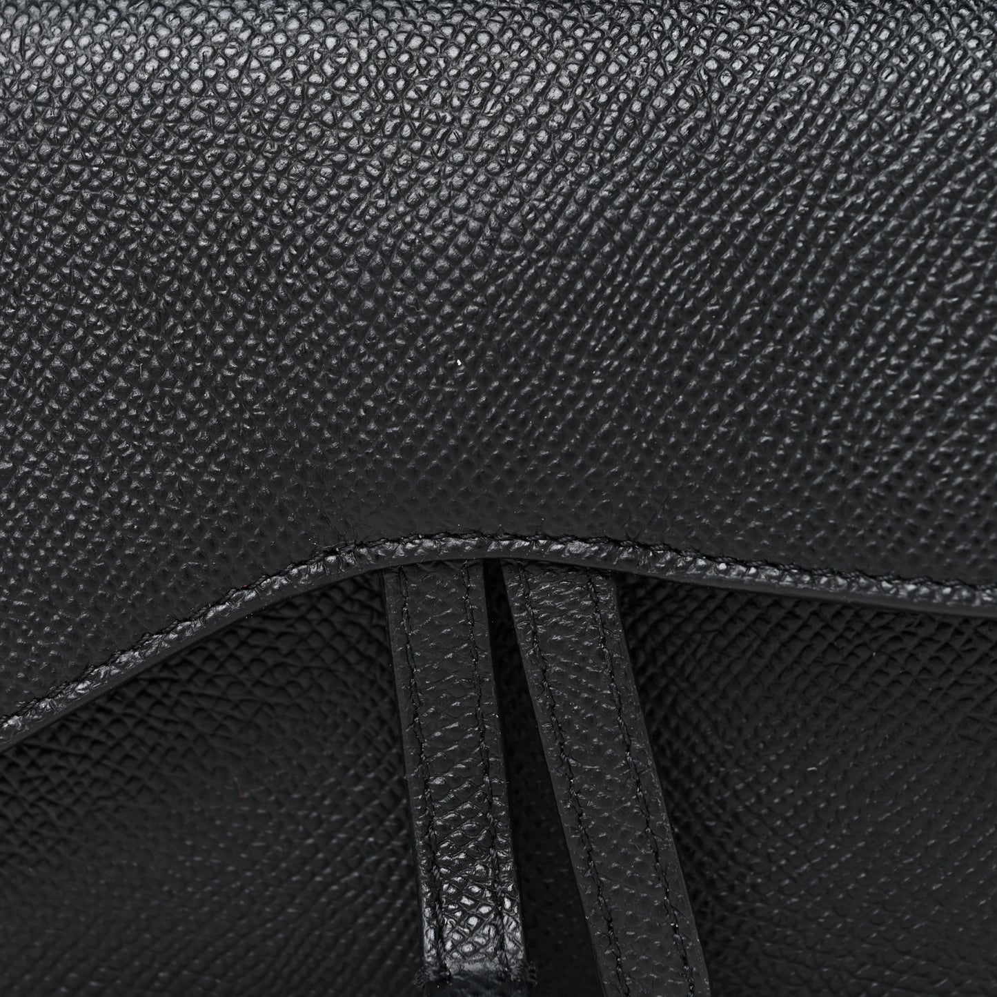 Grained Calfskin Saddle Belt Bag Black