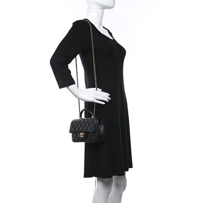 Chanel Lambskin Quilted Mini Top Handle Rectangular Flap Black 3 of 10