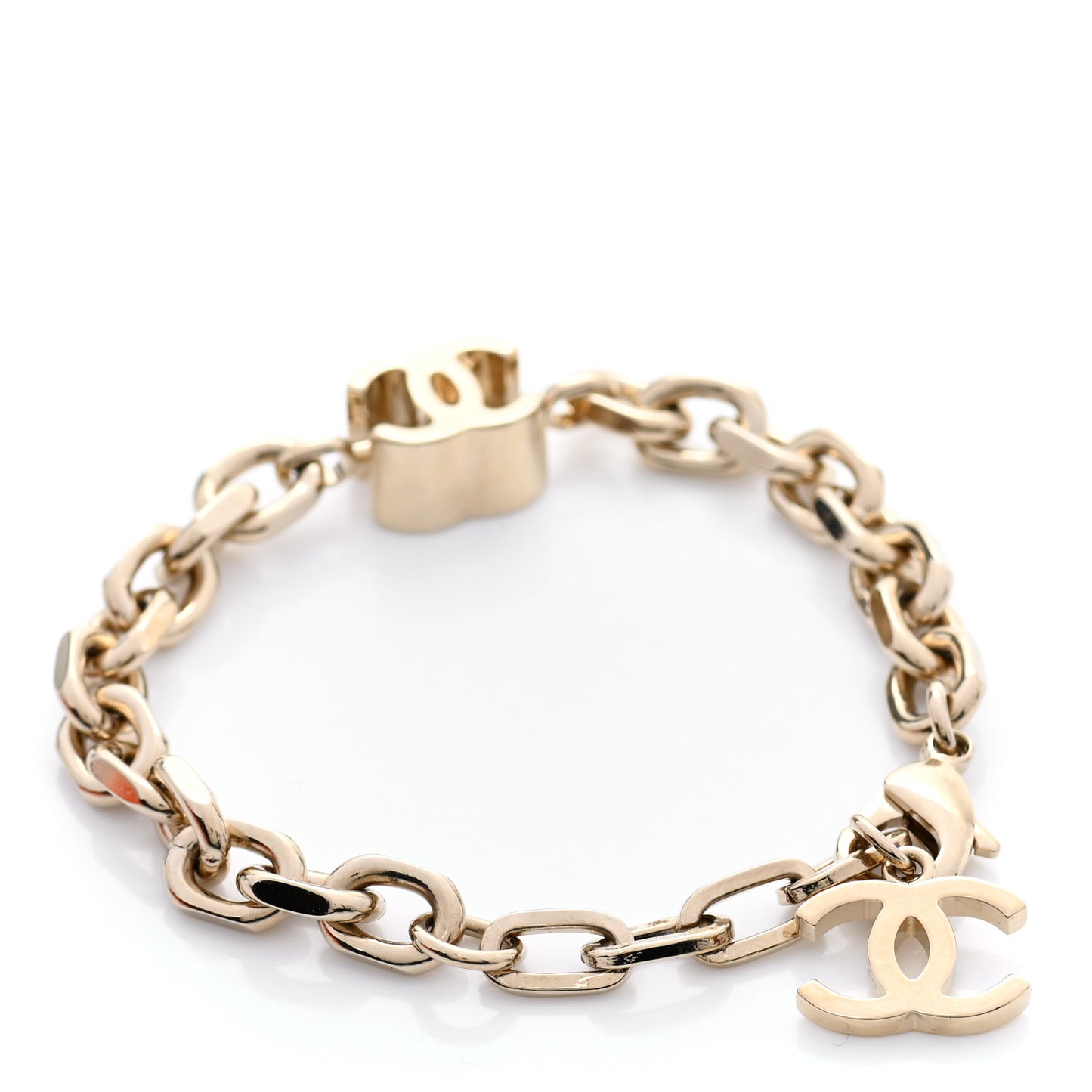 Enamel Metal CC Chain Bracelet Gold