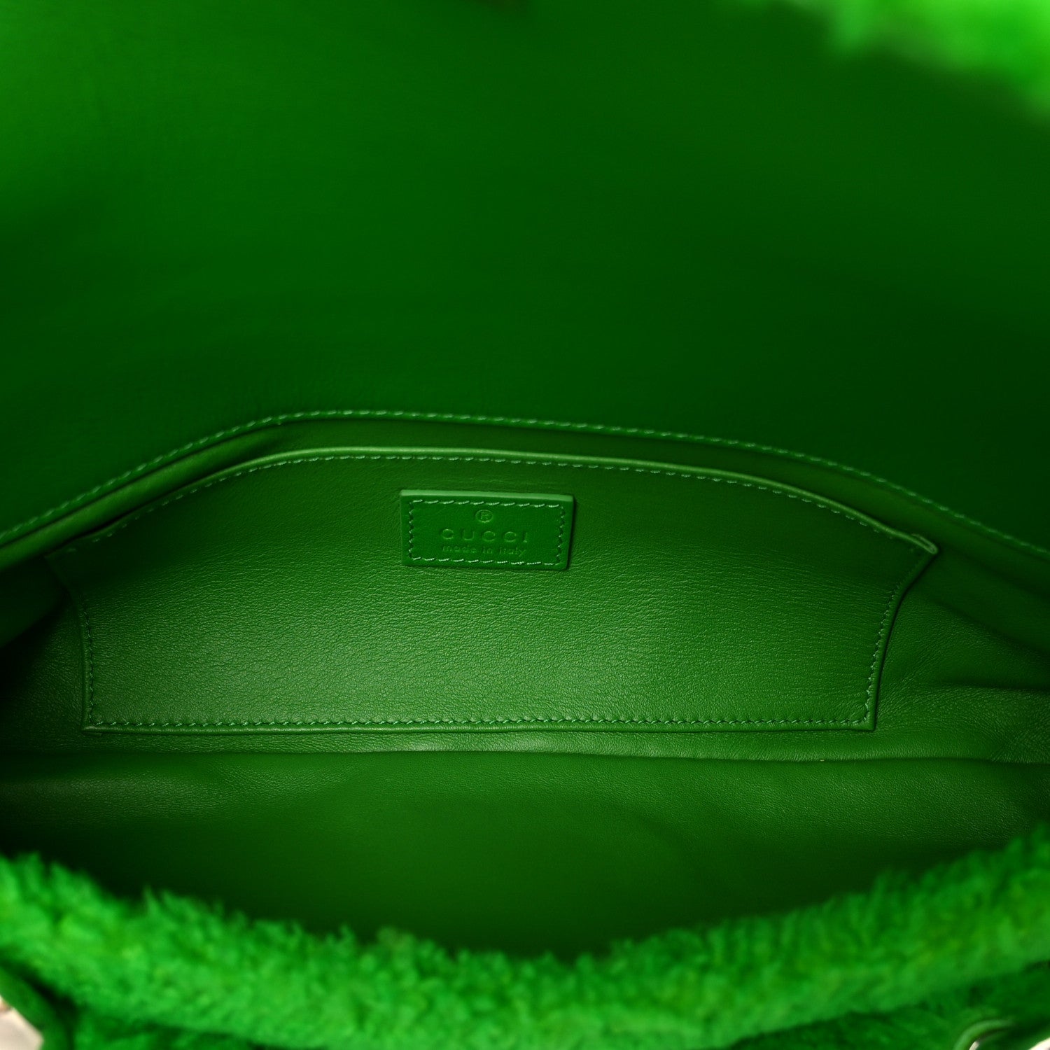 Gucci Merino Wool Medium Maxi Horsebit Chain Shoulder Bag Green 5 of 9