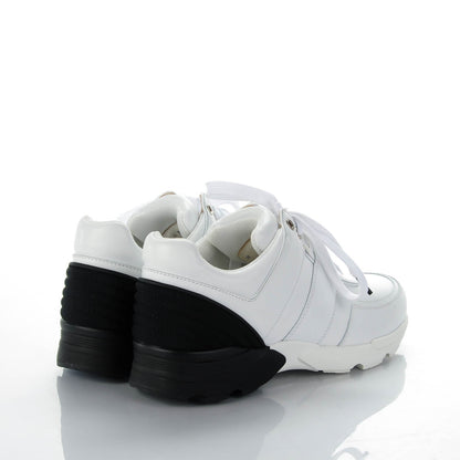 Chanel Calfskin Neoprene CC Sneakers 37.5 White Black 4 of 7
